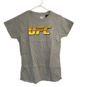 UFC Womens Size XL Heather Gray Gold Short Sleeve T Shirt 100% Cotton 2021